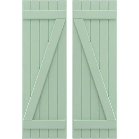 Americraft 5-Board (2 Batten) Wood Joined Board-n-Batten Shutters W/ Z-Bar, ARW102BB518X58SGH